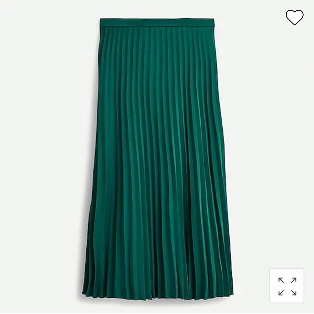 J Crew Emerald Pleated Midi Skirt. Size 12.